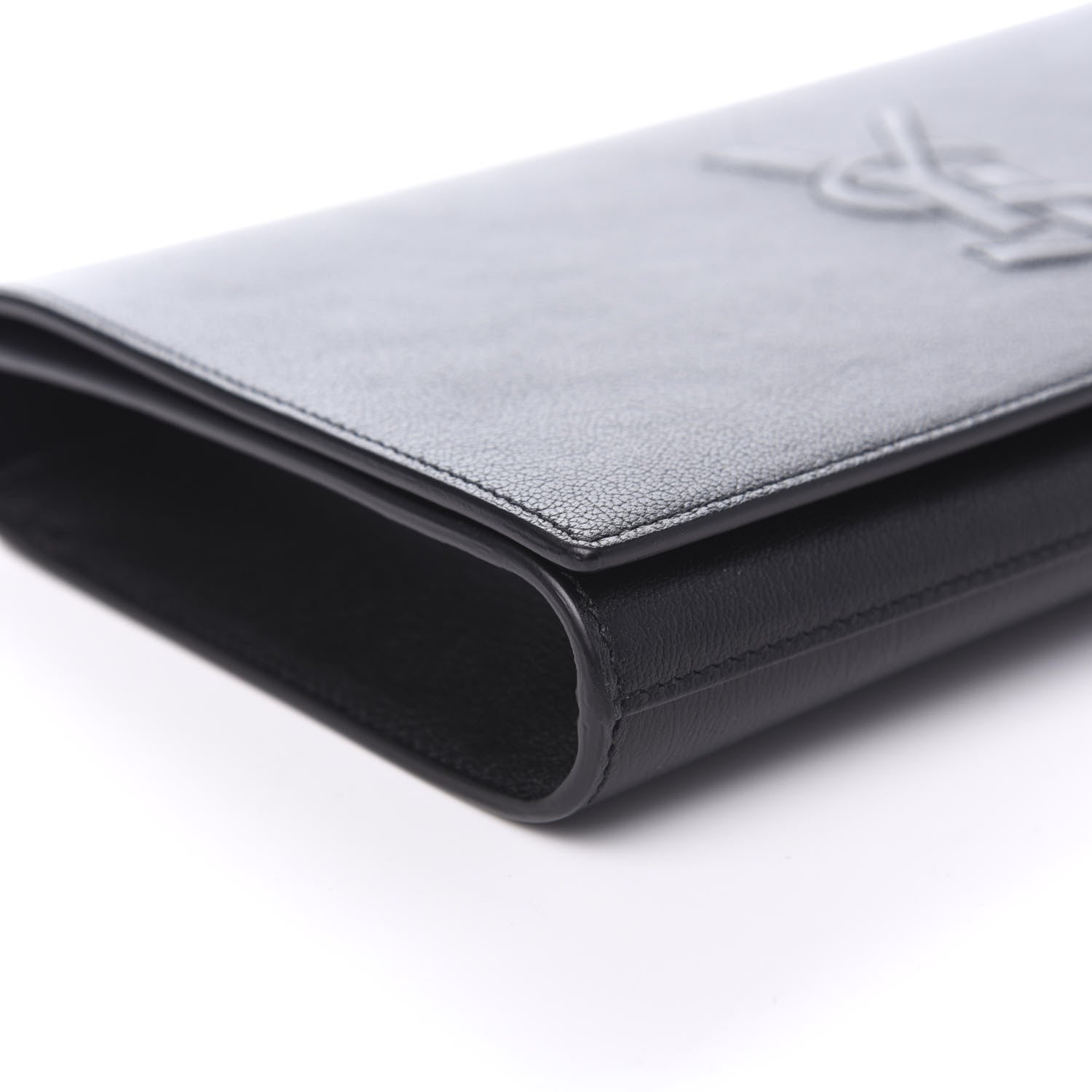 Saint Laurent Calfskin Monogram Large Belle De Jour Clutch Black 6 of 9