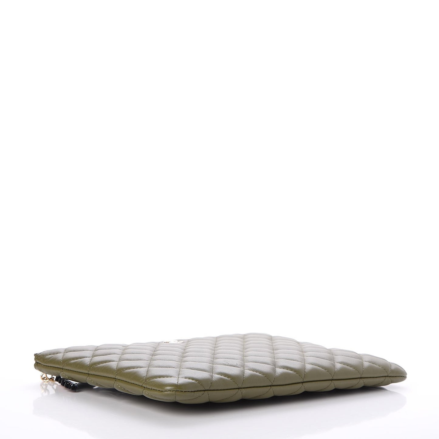 Lambskin Quilted Medium Cuba Cosmetic Case Khaki