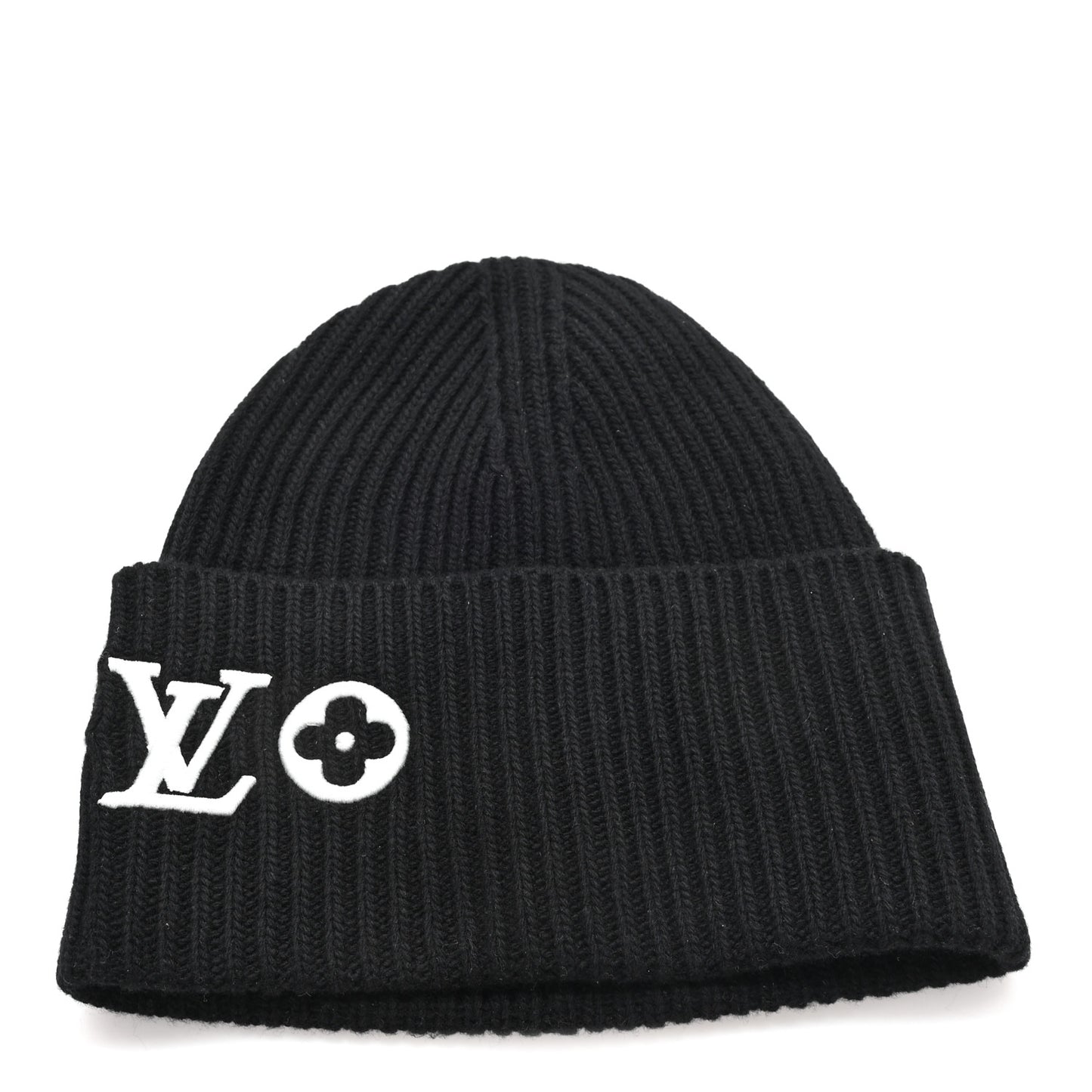 Wool LV Headline Beanie Hat Black