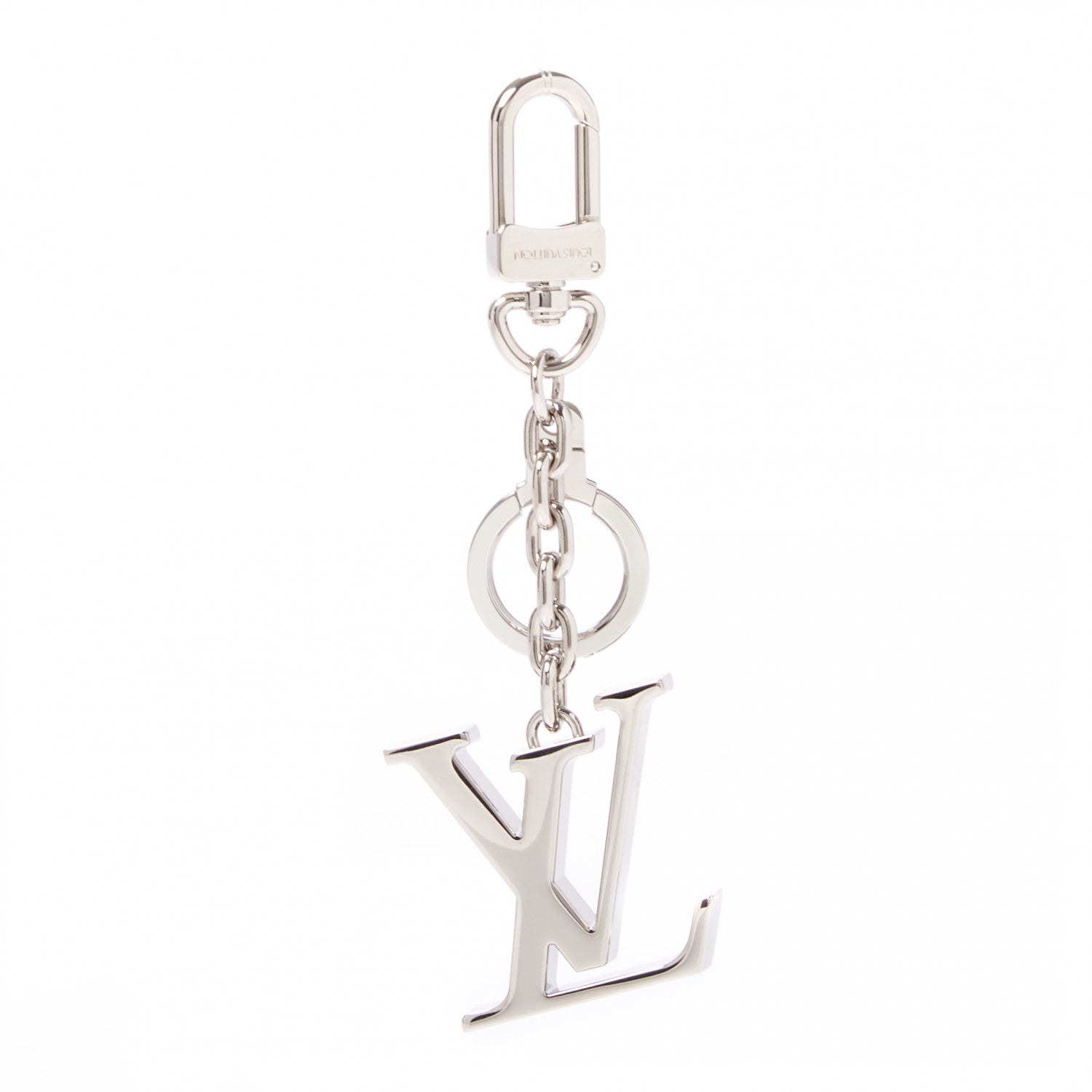 Louis Vuitton Metal Palladiium Finish LV Initiales Bag Charm Key Holder Silver 4 of 6