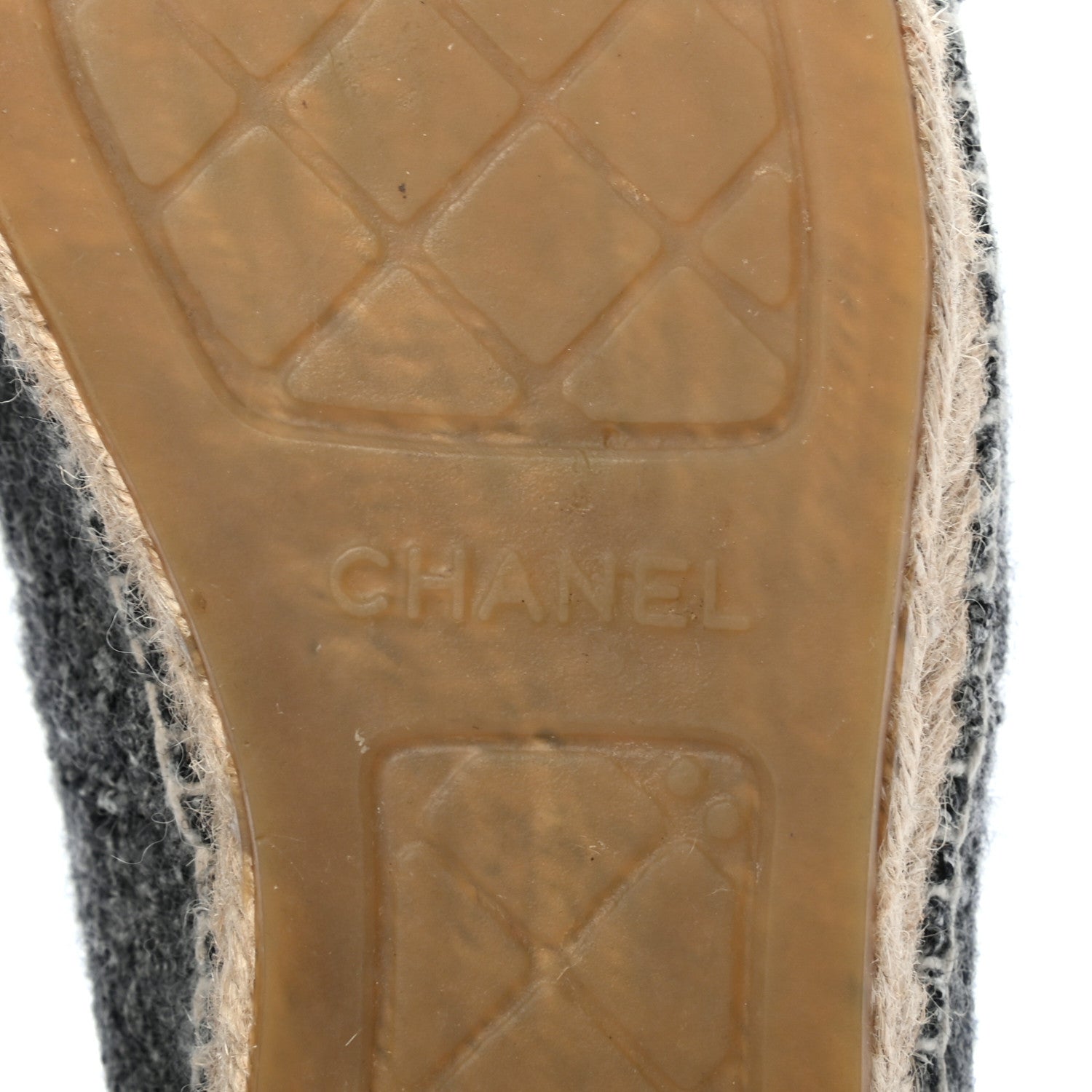 Chanel Tweed Velvet CC Espadrilles 38 Grey Black 6 of 9