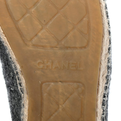 Chanel Tweed Velvet CC Espadrilles 38 Grey Black 6 of 9