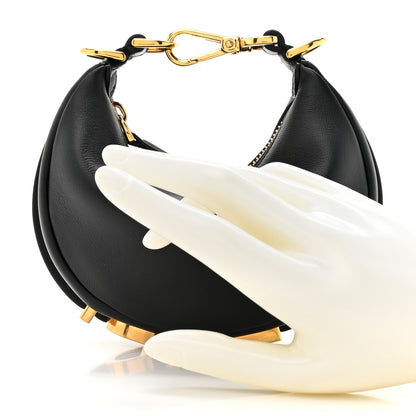 Fendi Vitello Grace Matte Nano Fendigraphy Hobo Charm Black 2 of 11