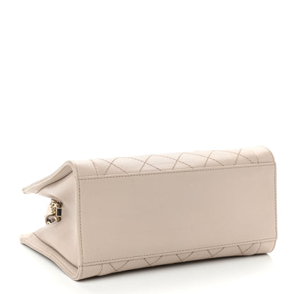 Chanel Grained Calfskin Stitched Small Label Click Shopper Tote Light Beige 4 of 12