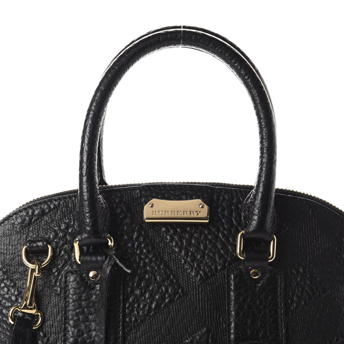 Heritage Grain Check Embossed Small Orchard Bowling Bag Black