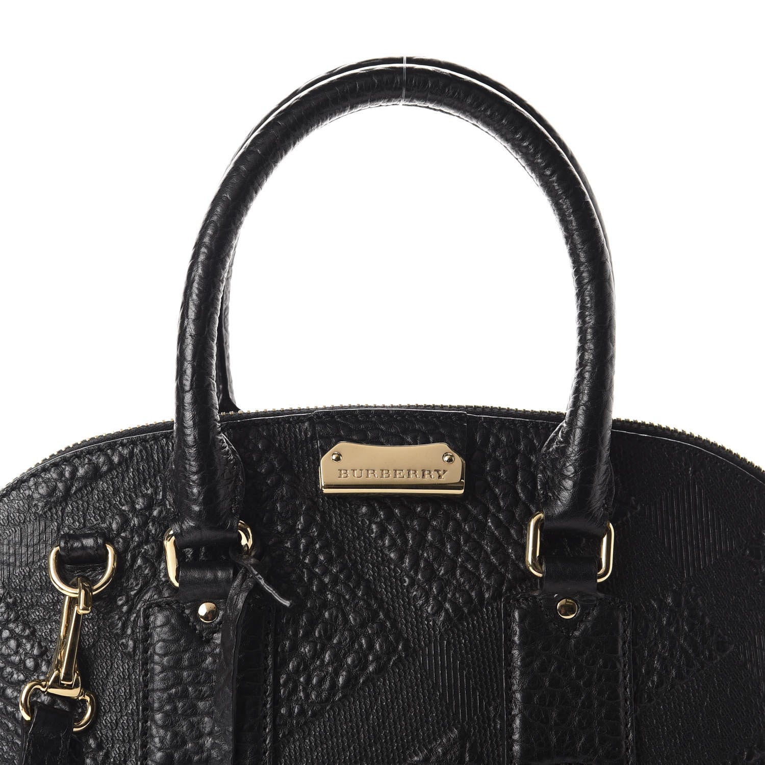 Burberry Heritage Grain Check Embossed Small Orchard Bowling Bag Black 11 of 11