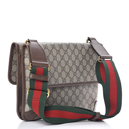Gucci GG Supreme Monogram Web Neo Vintage Double Flap Messenger Bag Beige New Acero 3 of 12