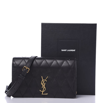 Saint Laurent Lambskin Diamond Quilted Monogram Angie Chain Bag Black 15 of 15