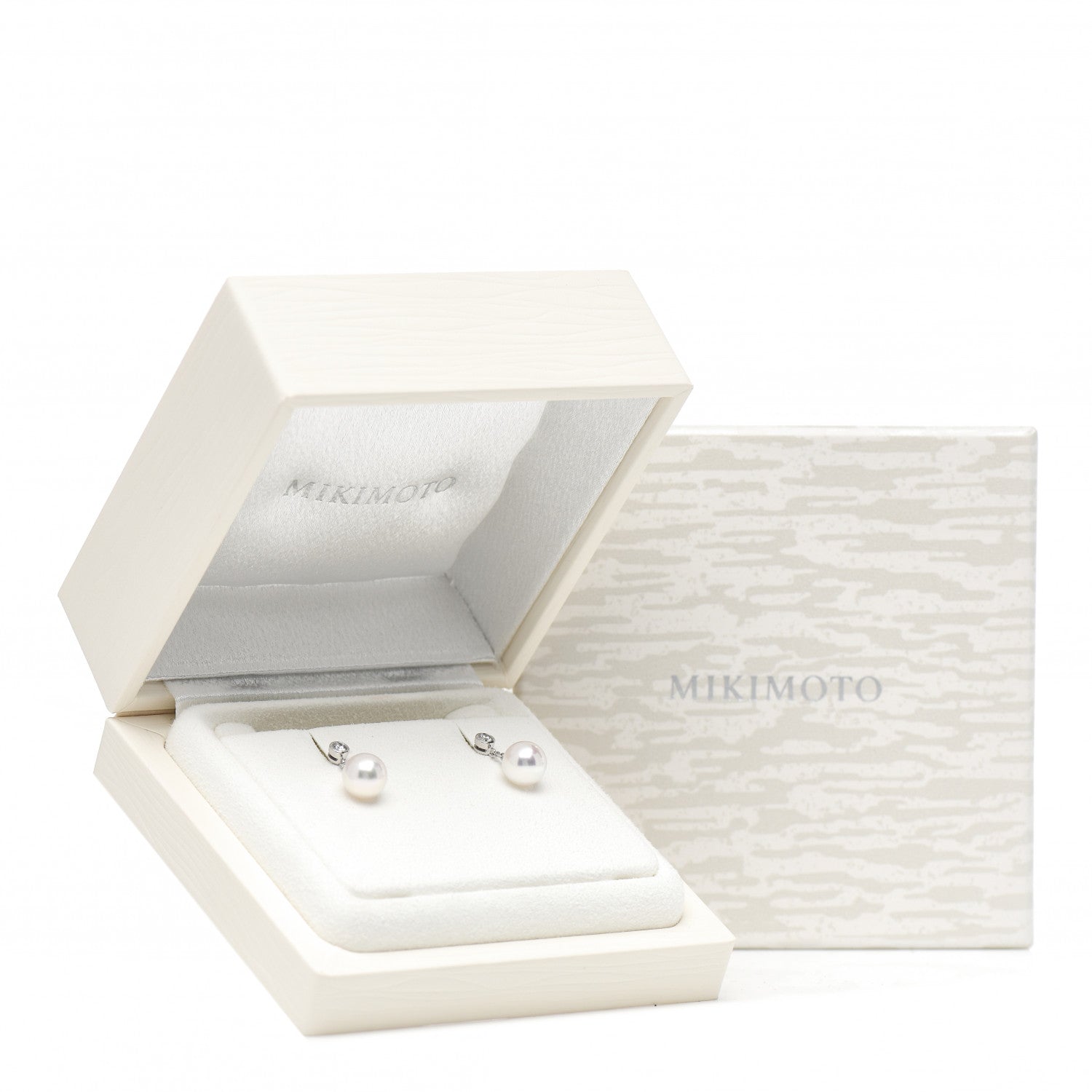 Mikimoto 18K White Gold Diamond Akoya Pearl 8mm Classic Drop Earrings 5 of 5