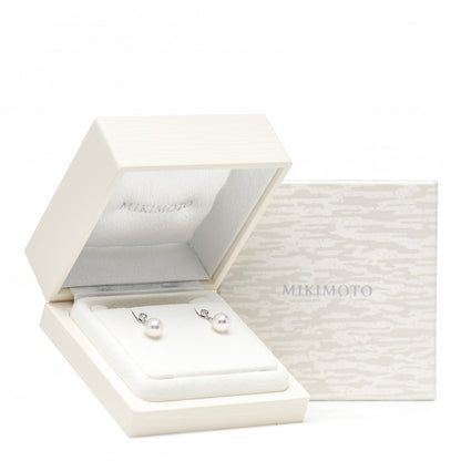 Mikimoto 18K White Gold Diamond Akoya Pearl 8mm Classic Drop Earrings 5 of 5