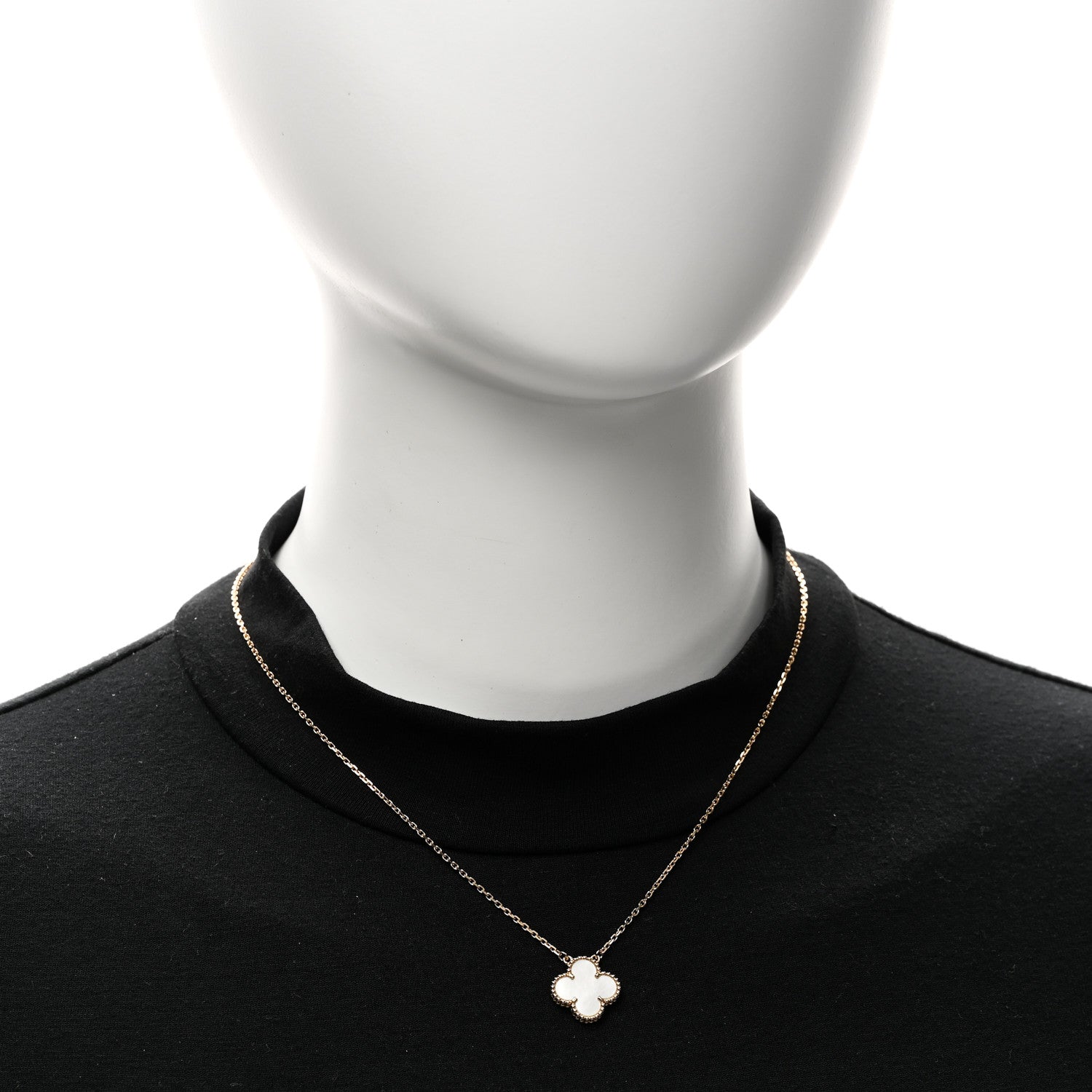 Van Cleef & Arpels 18K Yellow Gold Mother of Pearl Vintage Alhambra Pendant Necklace 2 of 6