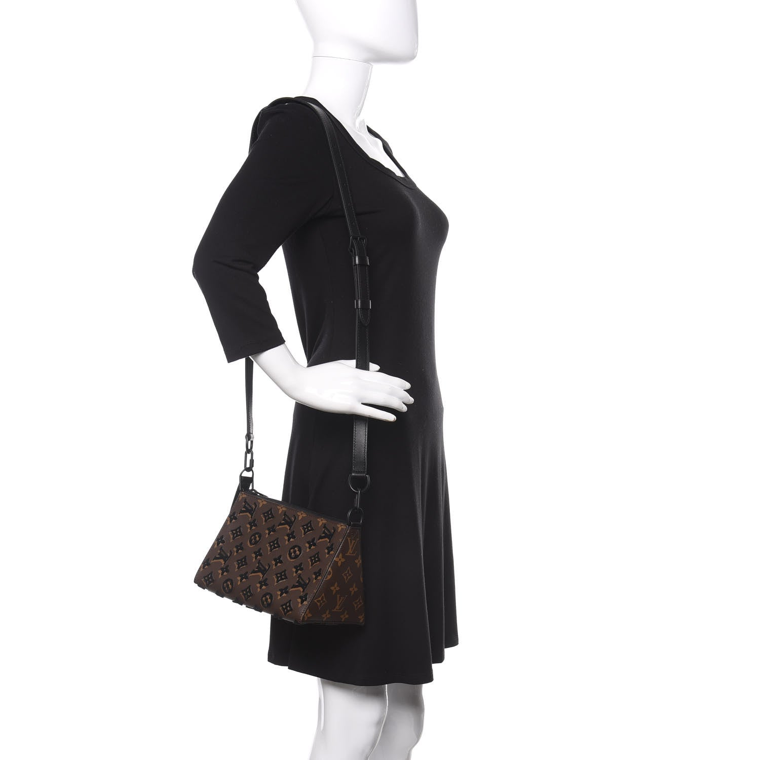 Louis Vuitton Monogram Tuffetage Triangle Messenger Black 2 of 8