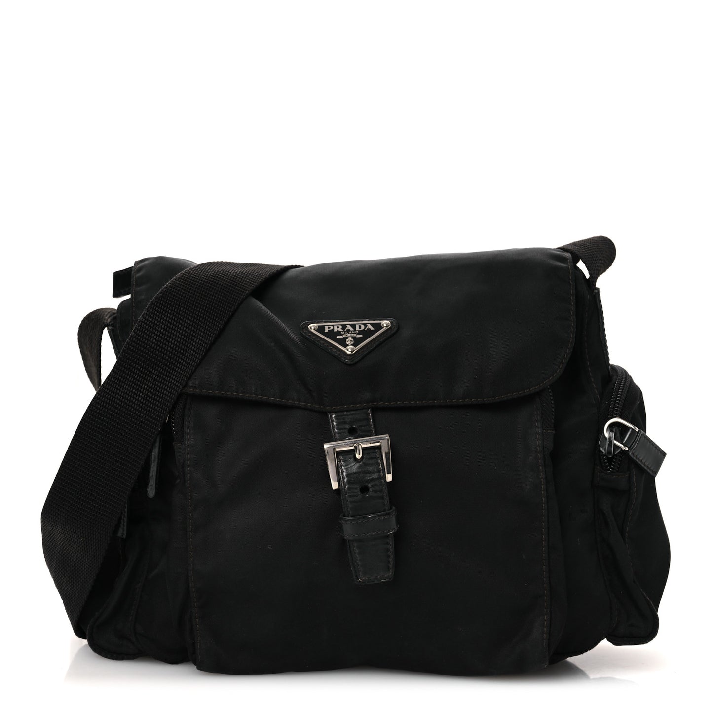 Tessuto Nylon Saffiano Small Vela Messenger Black