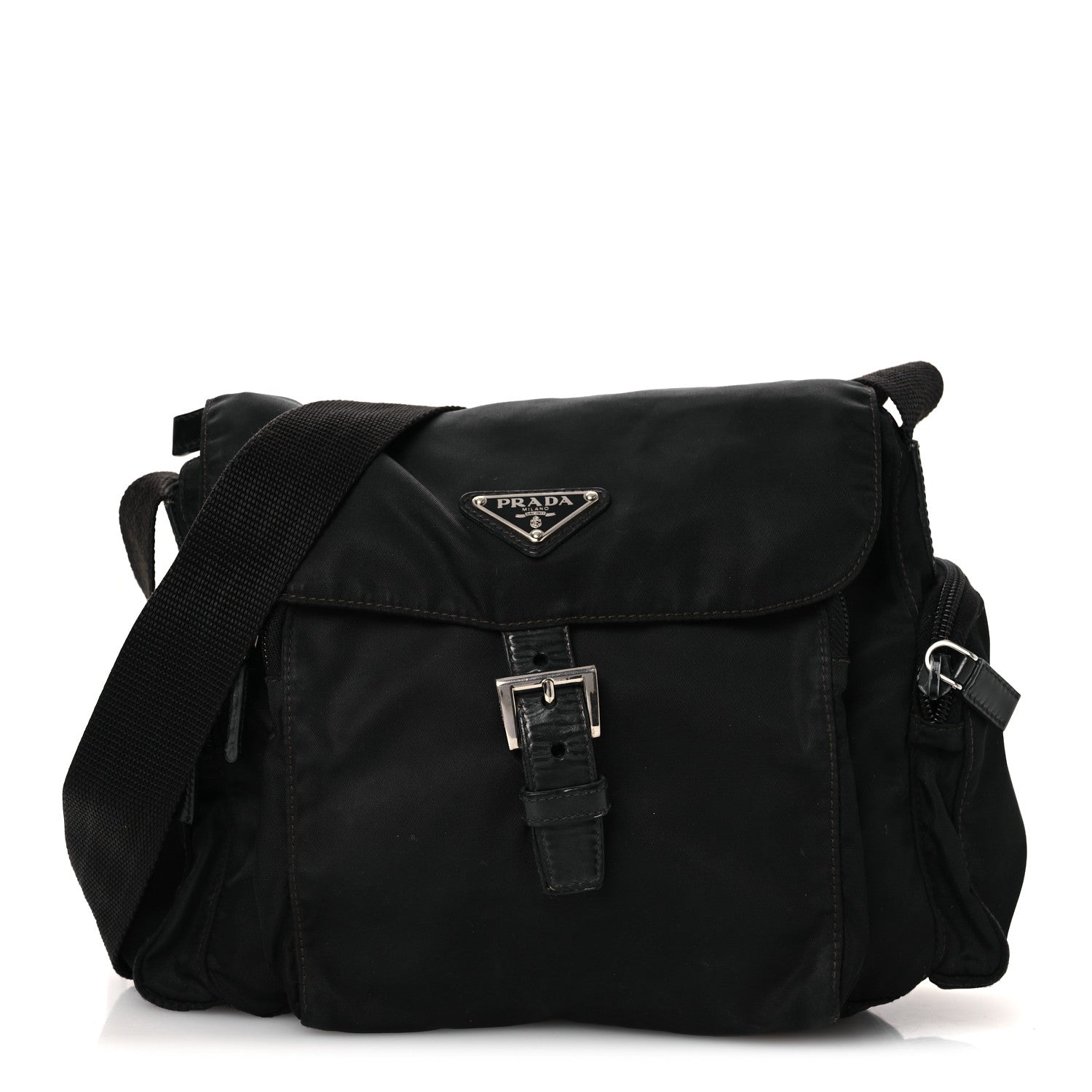 Prada Tessuto Nylon Saffiano Small Vela Messenger Black 1 of 16