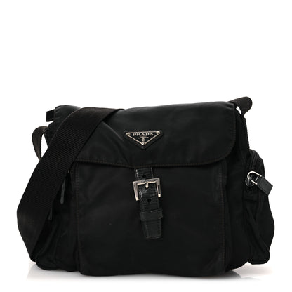 Prada Tessuto Nylon Saffiano Small Vela Messenger Black 1 of 16