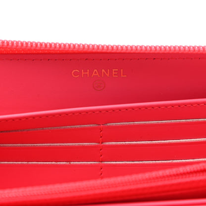 Chanel Patent Quilted Boy Zip Around Wallet Pink 6 of 8