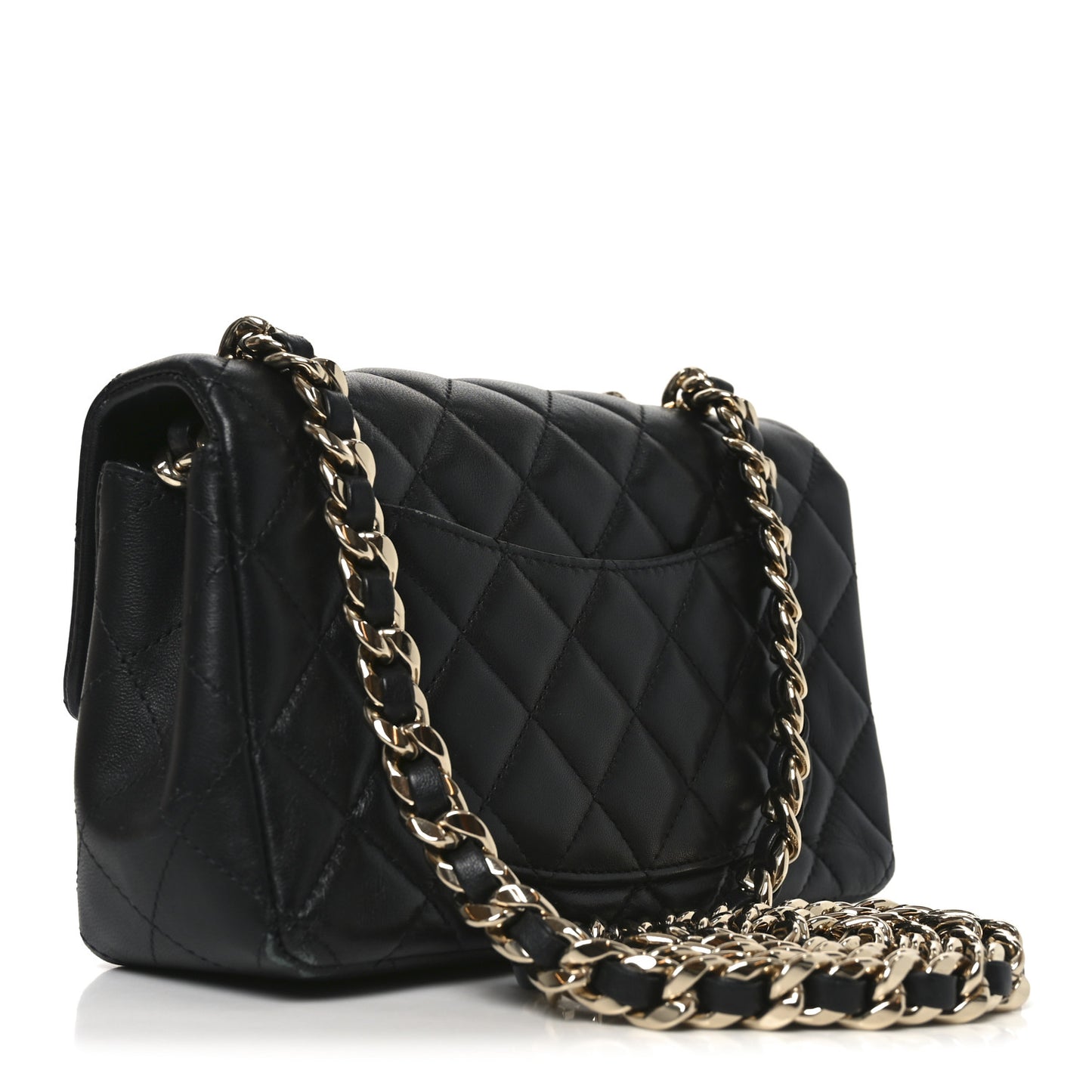 Lambskin Quilted Mini Coco Charms Rectangular Flap Black