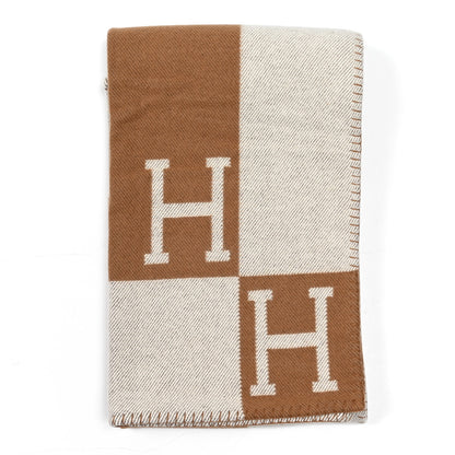 Hermes Wool Cashmere Avalon Blanket Ecru Camel 1 of 3