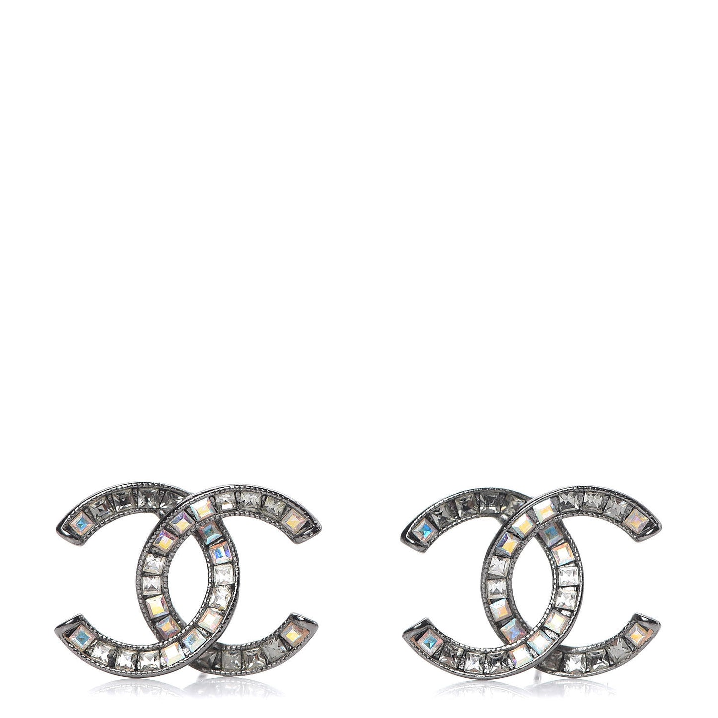 Crystal Baguette CC Earrings Ruthenium