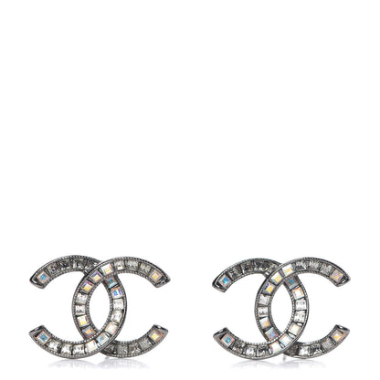 Chanel Crystal Baguette CC Earrings Ruthenium 1 of 4