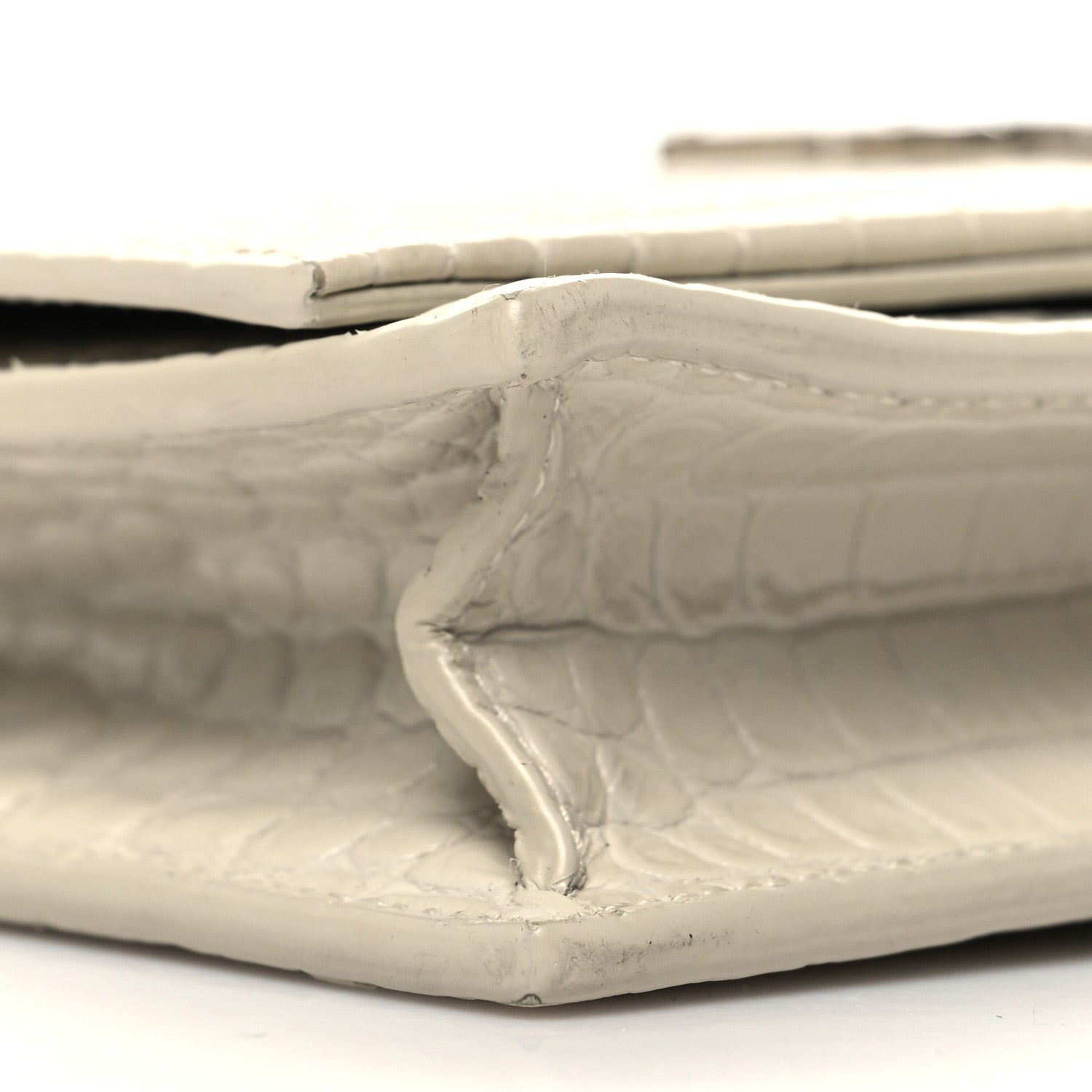Saint Laurent Calfskin Crocodile Embossed Kate Monogram Tassel Chain Wallet Vintage White 9 of 10