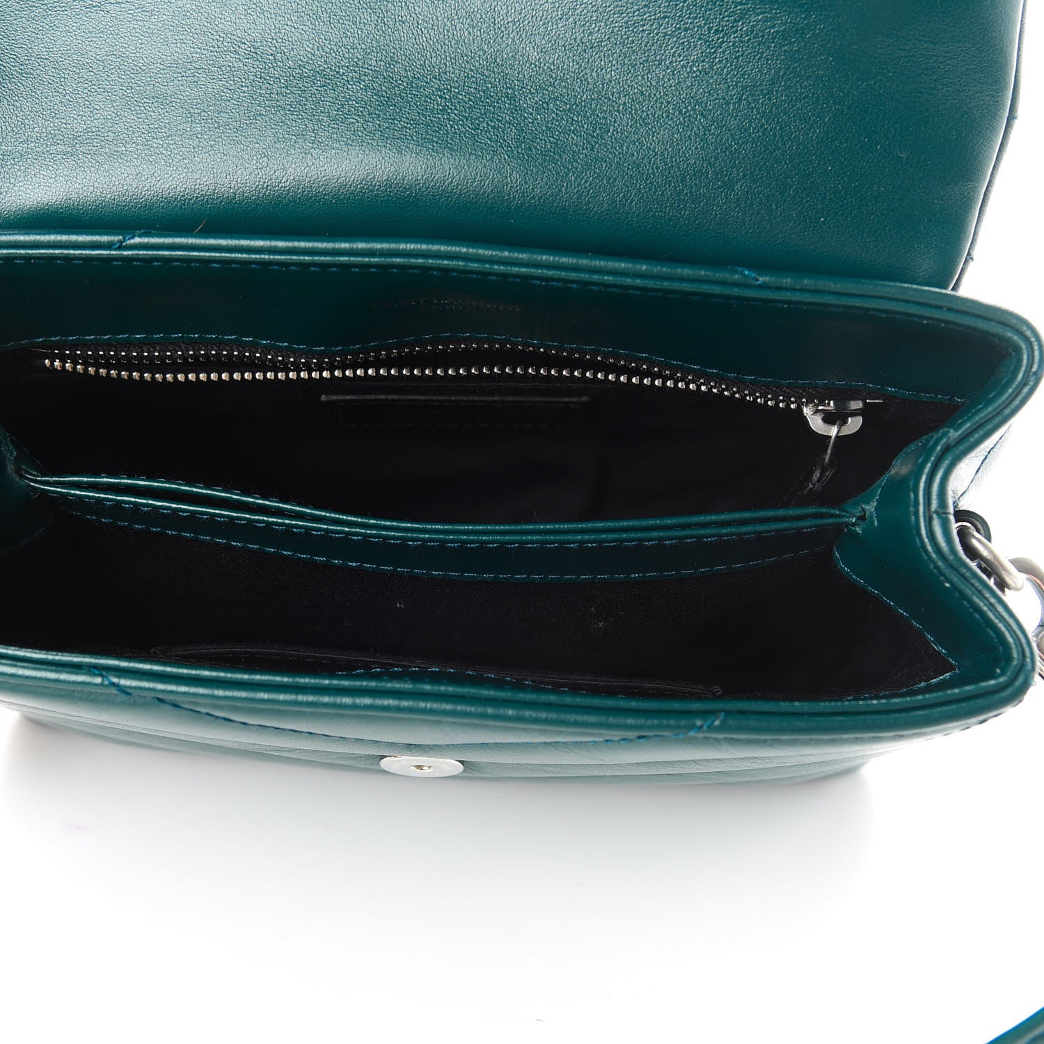 Saint Laurent Calfskin Y Quilted Monogram Toy Loulou Satchel Dark Turquoise 5 of 13
