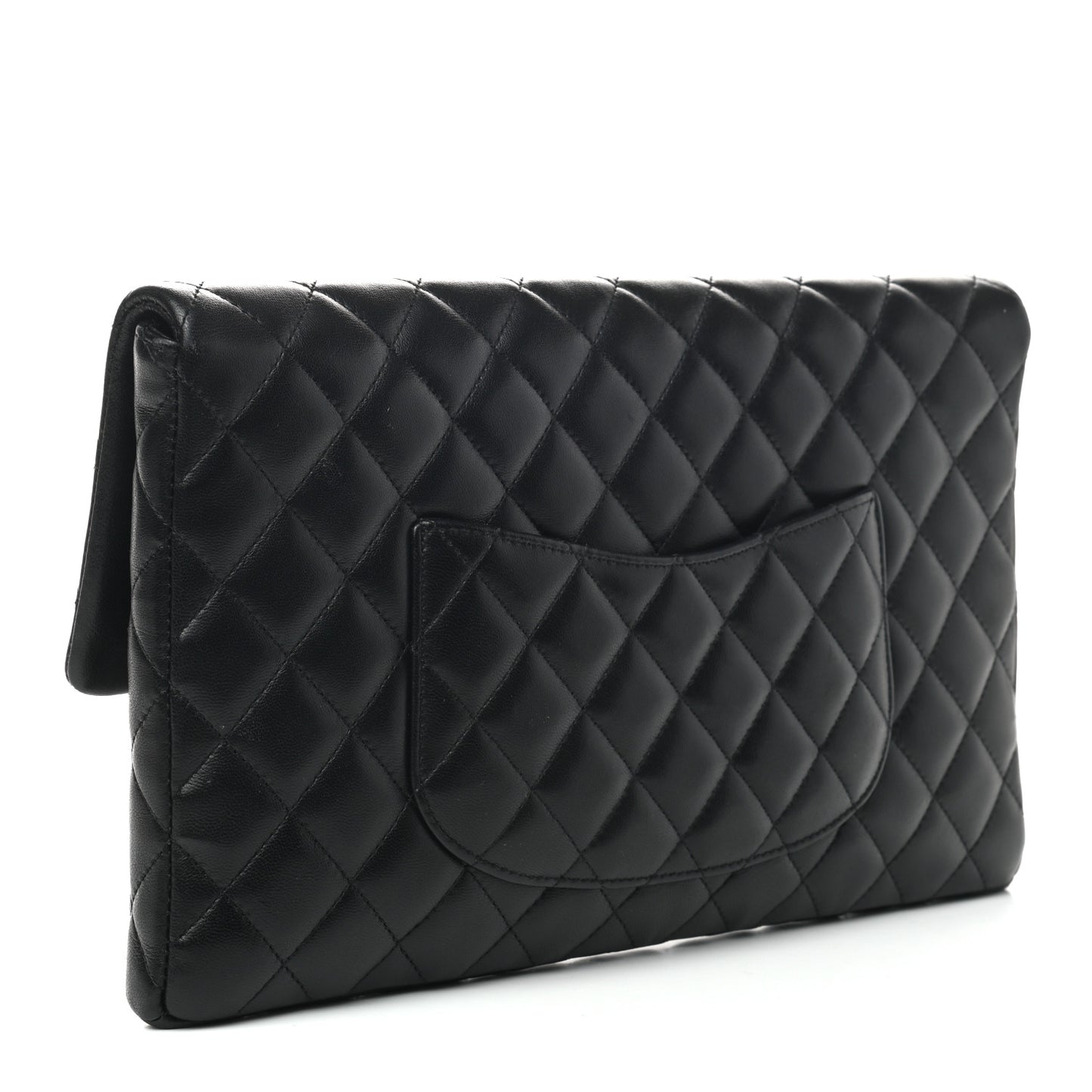 Lambskin Quilted Flap Clutch Black