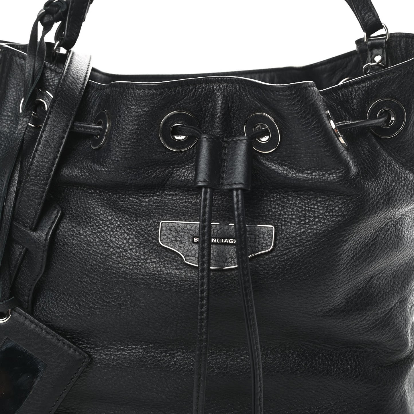 Veau Papier Plate Small Bucket Bag Black