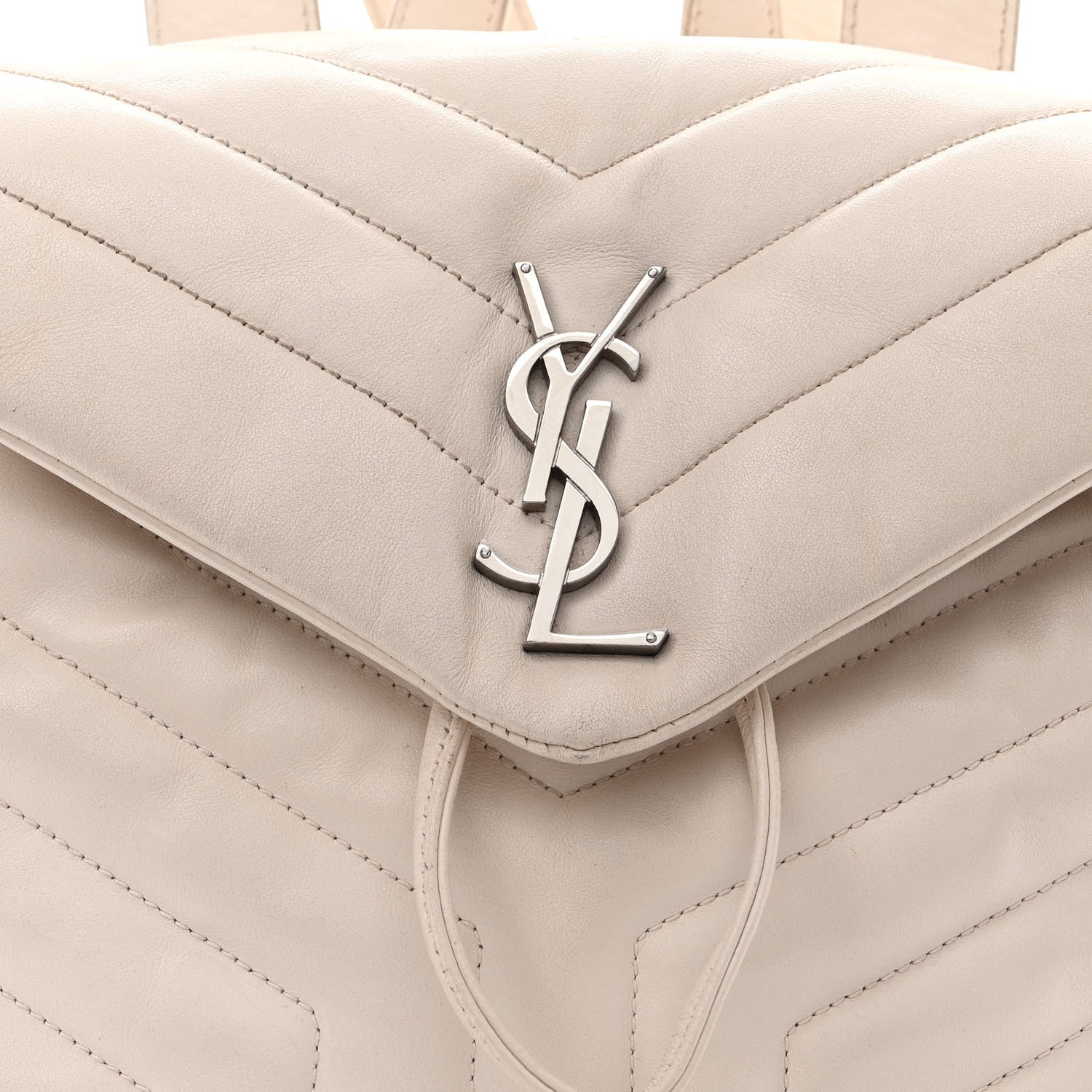 Saint Laurent Calfskin Y Quilted Monogram Small Loulou Backpack Cream Souffle 8 of 18
