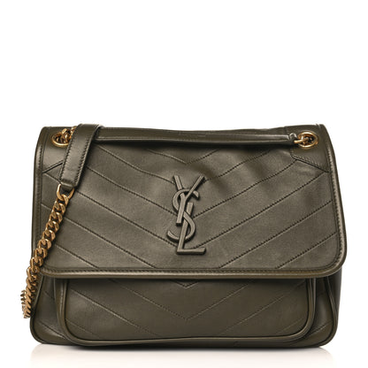 Saint Laurent Lambskin Matelasse Monogram Medium Niki Chain Satchel Seaweed 1 of 9