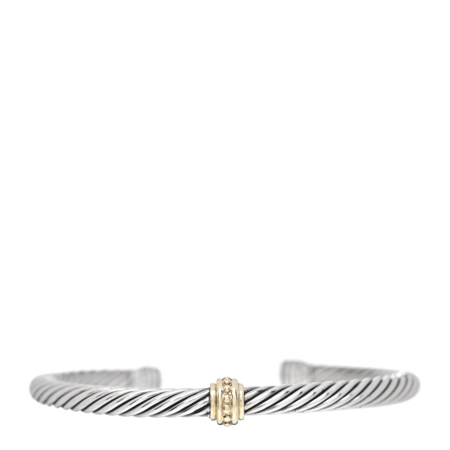 David Yurman Sterling Silver 14K Yellow Gold 5mm Station Cable Bracelet 1 of 4