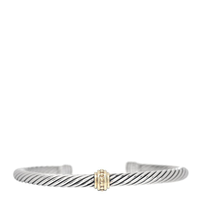 David Yurman Sterling Silver 14K Yellow Gold 5mm Station Cable Bracelet 1 of 4