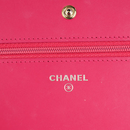 Chanel Patent Quilted Brilliant Wallet On Chain WOC Dark Pink 7 of 8
