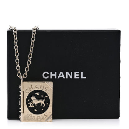 Chanel Metal CC Lion Book Locket Necklace Gold 10 of 10