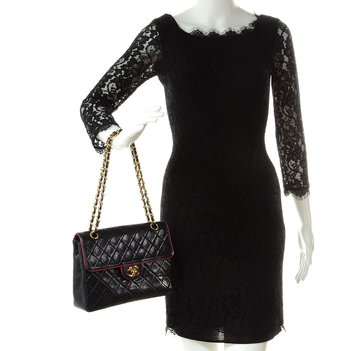 Lambskin Quilted Bi-Color Small Single Flap Black