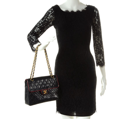 Chanel Lambskin Quilted Bi-Color Small Single Flap Black 2 of 9
