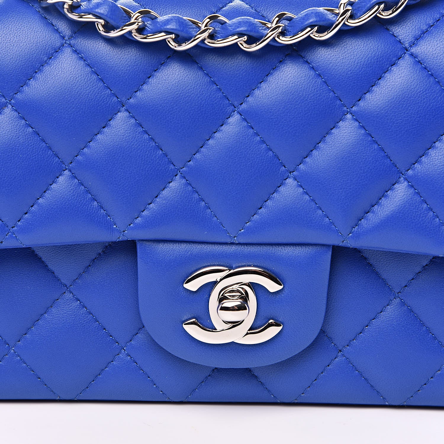 Chanel Lambskin Quilted Mini Rectangular Flap Royal Blue 10 of 12