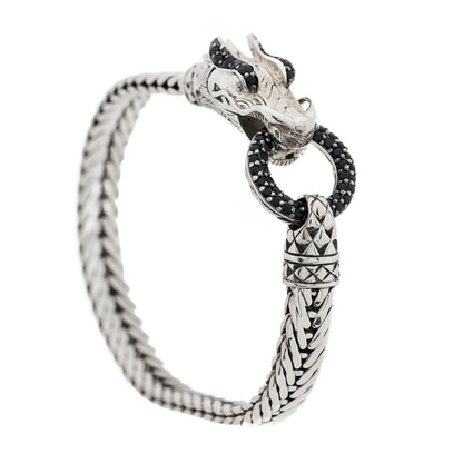 John Hardy Sterling Silver Black Sapphire Naga Dragon Head Bracelet 1 of 4