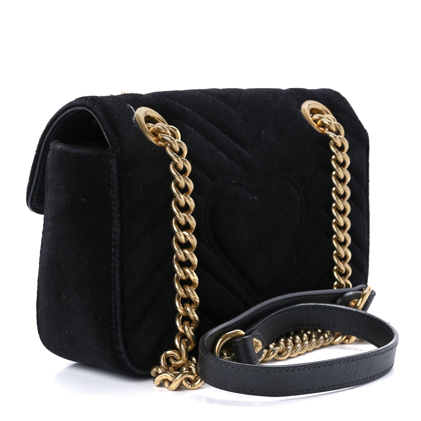 Velvet Matelasse Mini GG Marmont Shoulder Bag Black