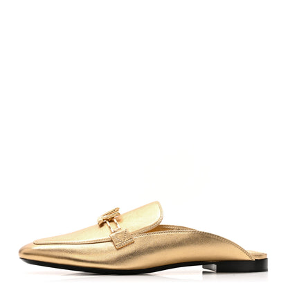 Louis Vuitton Metallic Lambskin Upper Case Open Back Flat Loafer 40 Gold 1 of 10