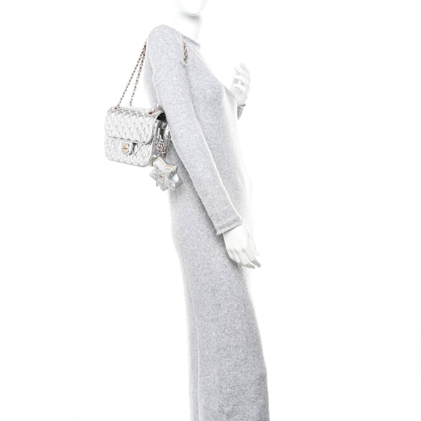 Mirror Calfskin Metallic Calfskin Medium Hollywood Boulevard Flap With Star Coin Purse Silvery