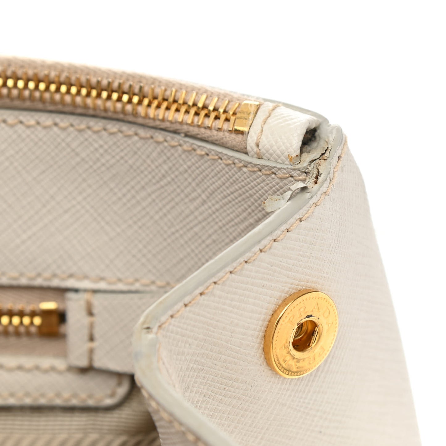 Saffiano Lux Large Galleria Double Zip Tote Talco
