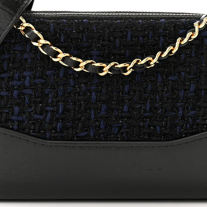 Chanel Tweed Aged Calfskin Quilted Small Gabrielle Clutch With Chain Black Blue 10 of 14