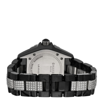Chanel Stainless Steel Ceramic Diamond Pave Bezel 38mm J12 Automatic Watch Black 3 of 5