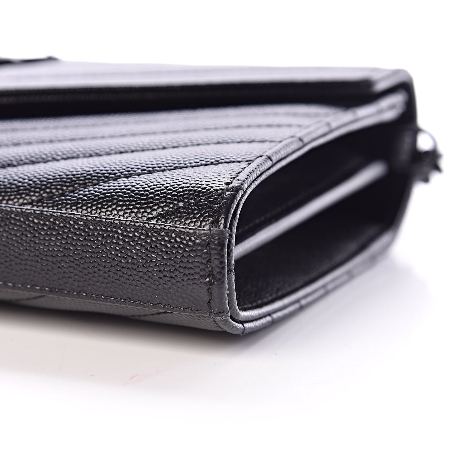 Grain De Poudre Matelasse Chevron Monogram Chain Wallet Black