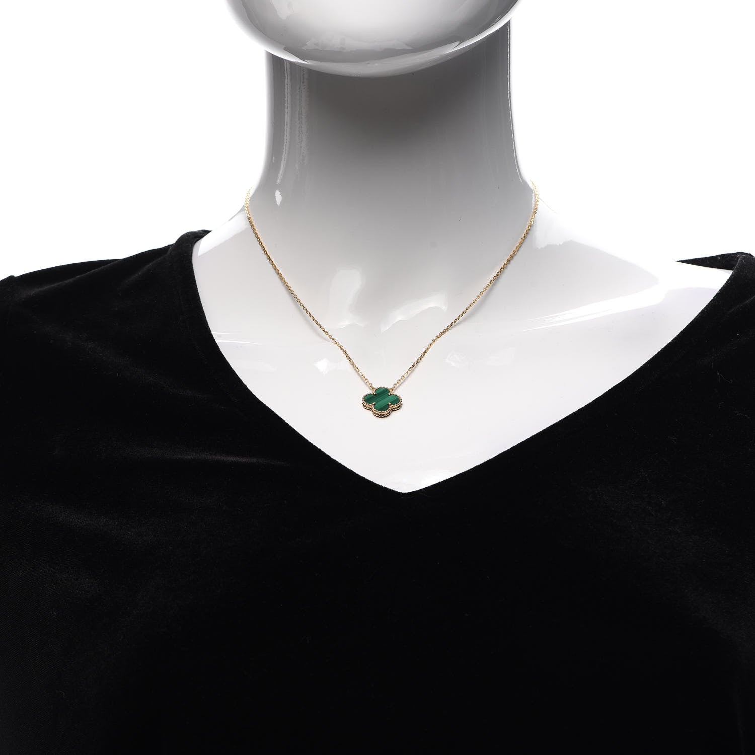 Van Cleef & Arpels 18K Yellow Gold Malachite Vintage Alhambra Pendant Necklace 2 of 6