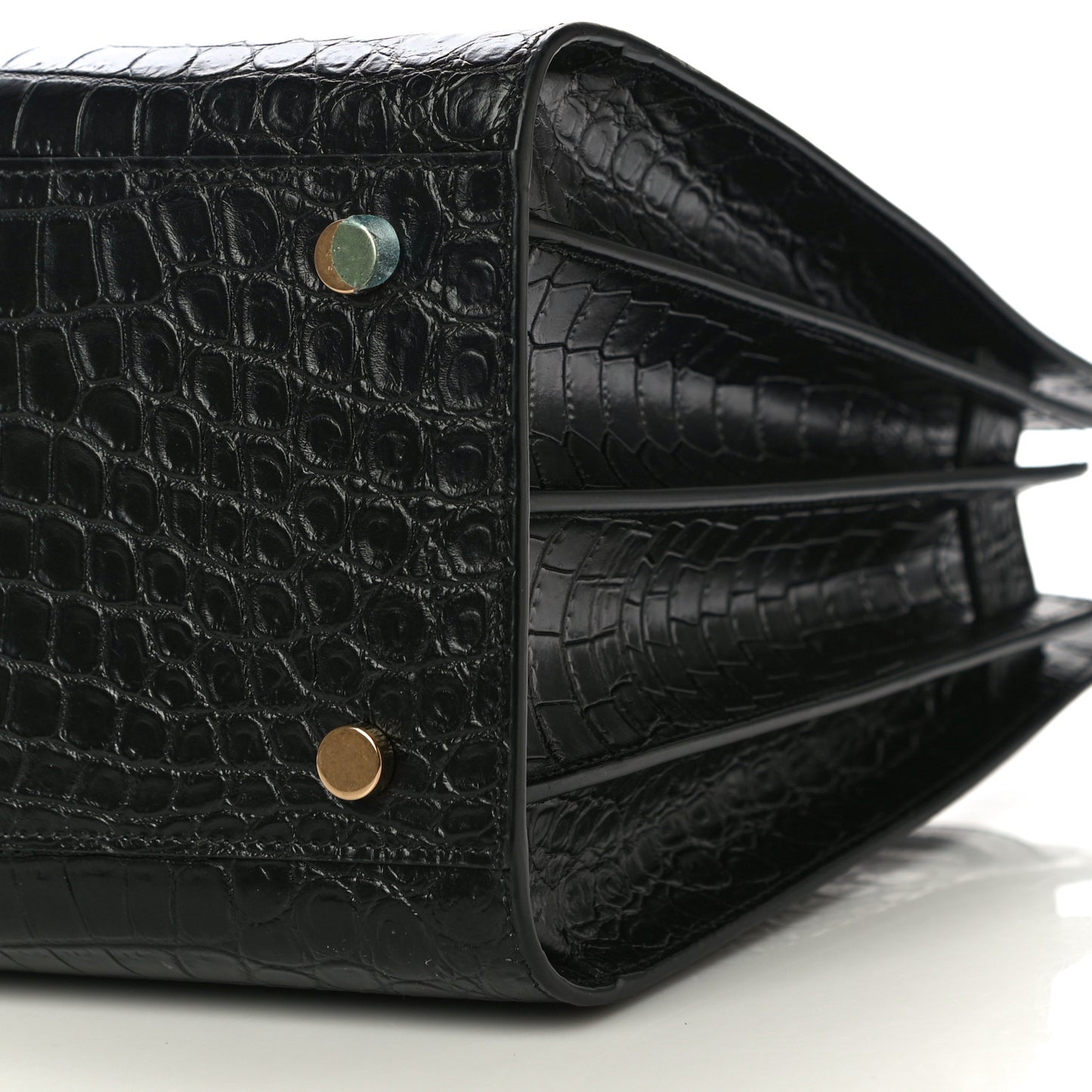 Calfskin Crocodile Embossed Small Sac De Jour Black