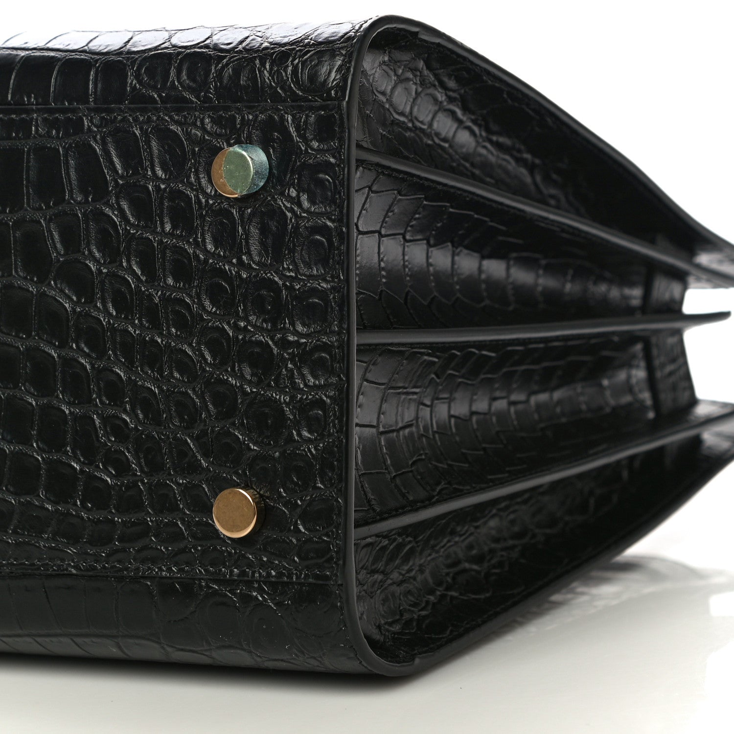 Saint Laurent Calfskin Crocodile Embossed Small Sac De Jour Black 9 of 9