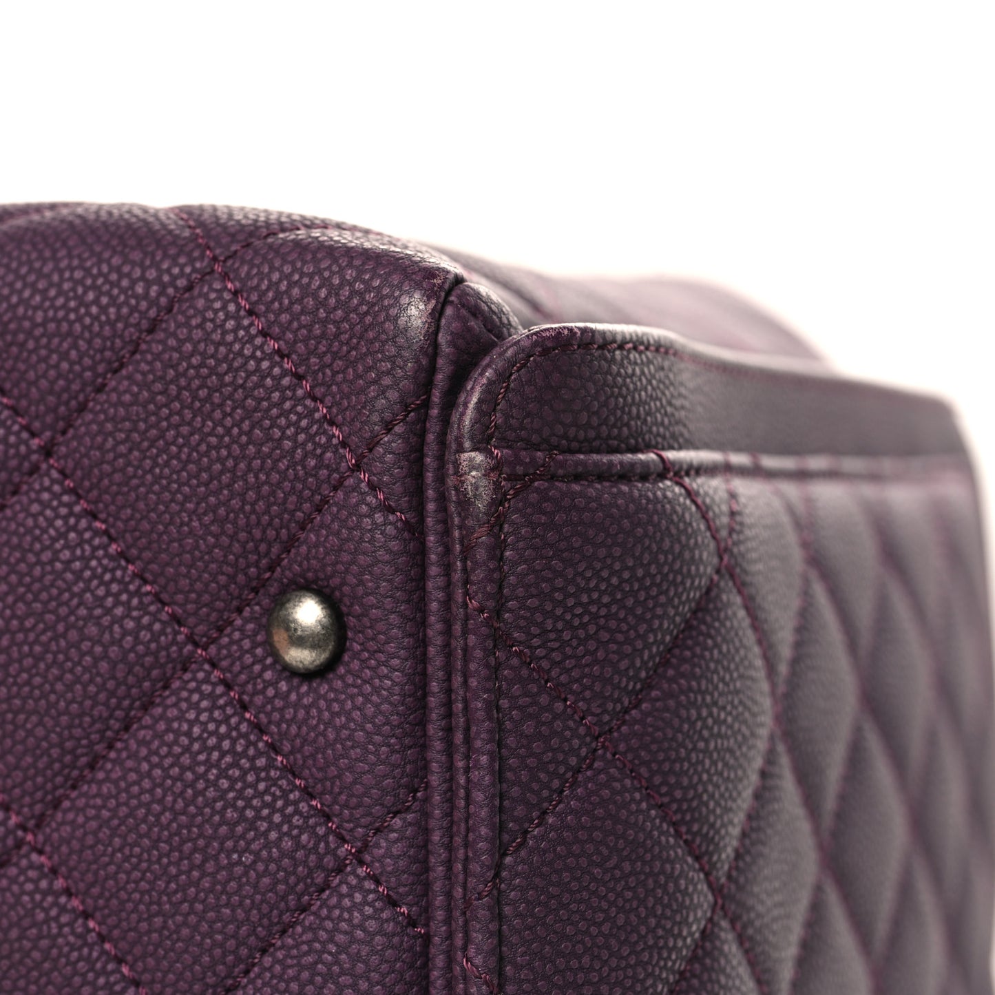 Washed Caviar Quilted Turn Around Ligne Tote Dark Purple