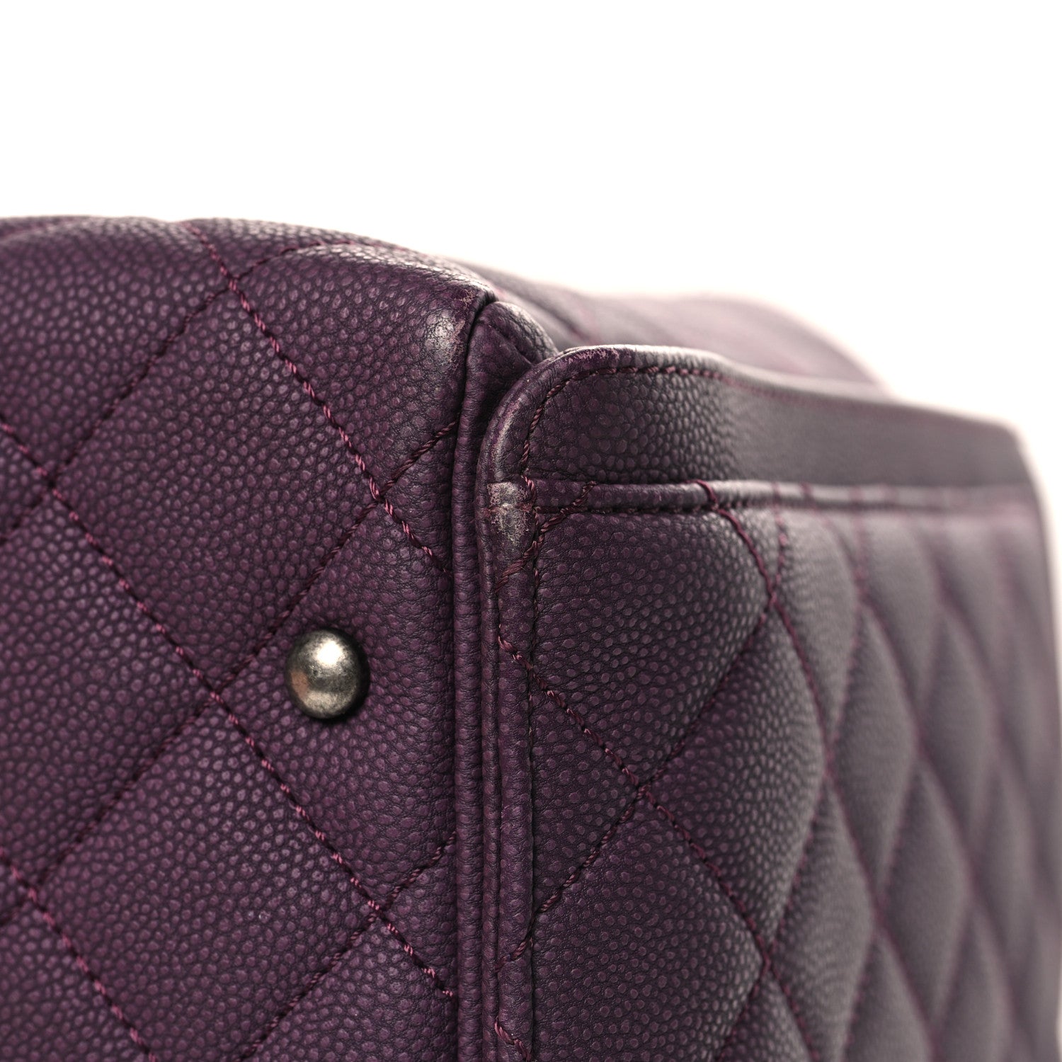 Chanel Washed Caviar Quilted Turn Around Ligne Tote Dark Purple 11 of 11